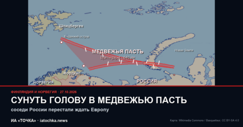 Карта Медвежьего коридора: Норвегия, Шпицберген и «медвежья пасть» со стороны России